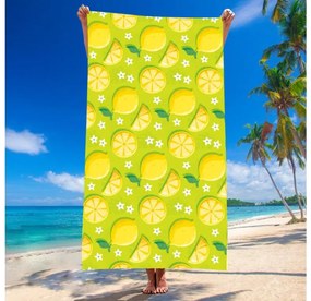 Set de plaja LEMONS – prosop 100×180 cm si poncho 80×145 cm, verde
