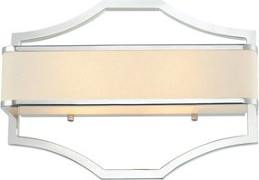 Aplica de perete metal cromat si tesatura alb crem Gerdo