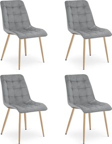 Scaun de masa SPLIT VELVET, gri deschis