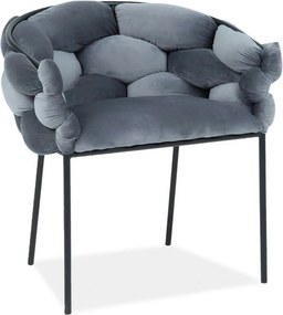 Scaun NORTE, gri/negru, stofa catifelata/metal, 76x40x75 cm