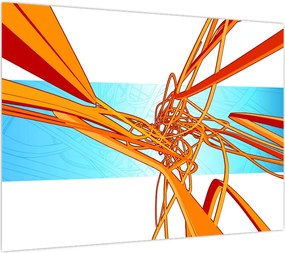 Tablou pe sticlă - Linii împletite, abstracție (70x50 cm)