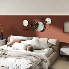 HOMCOM Oglindă Modernă Rotundă de Perete cu Decorațiune 101x41.5 cm, Auriu | Aosom Romania