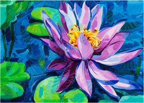 Tablou pe sticlă - Nufăr pe apă (70x50 cm)