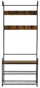 Raft pentru pantofi, lemn rustic şi metal negru / MDF, KELAM