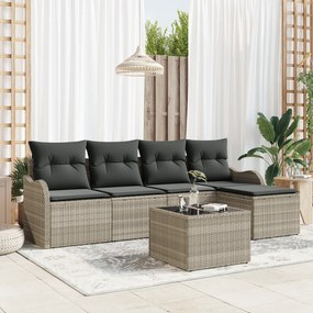 vidaXL Set de canapele pentru grădină 6 pcs Gri deschis Rattan poli