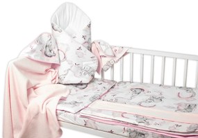6-ti beneficiile atelierului. setat cu un cadou pentru baby Baby Nellys, 120x90 Elefant și Curcubeu, roz/alb 120x90