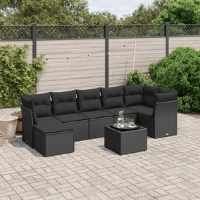 3263201 vidaXL Set mobilier de grădină cu perne, 8 piese, negru, poliratan