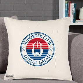 Perna Personalizata Otelul Galati Suporter Club 1964, 40x40 cm, Crem Reliefat, Husa Detasabila, Perna Inclusa, BEKZ®