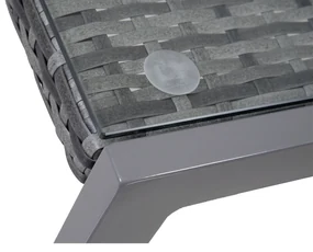 Outsunny Masă de Cafea pentru Terasă și Grădină cu Cadru din Aluminiu și Ratan PE, Suprafață Acoperită cu Sticlă, 50x50x50cm, Gri | Aosom Romania