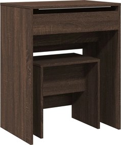 vidaXL Masă de toaletă și taburet, stejar maro, 60x40x113,5 cm