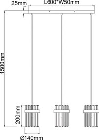 VETRO Lustră suspendată pe cablu 3xE14/10W/230V aurie