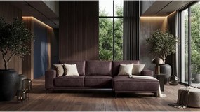 Colțar maro închis cu tapițerie din imitație de piele (colț pe partea dreaptă) Copenhagen – Scandic