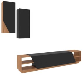 Mobilier living Ziva 2 (negru + teak). 1102660