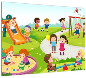 Tablou cu bucuriile copiilor în nisip (70x50 cm)