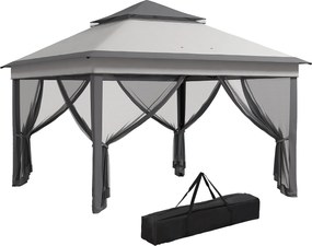 Outsunny Foișor Pop Up Reglabil în Înălțime cu Plasă și Geantă de Transport, 326x326x272 cm, Bej | Aosom Romania