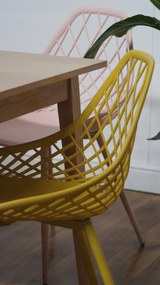 LUGO Roz - SCAUN MODERN AJURAT PENTRU BUCĂTĂRIE/GRĂDINĂ/CAFENEA