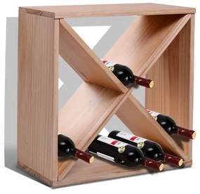HOMCOM Suport pentru Sticle de Vin si Lichioruri 24 de Sticle Lemn Natural