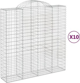 vidaXL Coșuri gabion arcuite, 10 buc 200x50x200/220cm, fier galvanizat