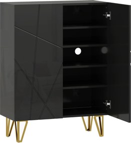 HOMCOM Dulap pentru pantofi cu 2 uși, raft pentru pantofi, depozitare pentru pantofi cu 3 rafturi reglabile 72 x 31,5 x 95 cm, Negru | Aosom Romania