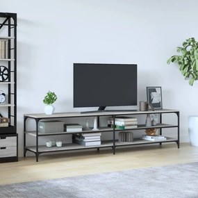 826762 vidaXL Comodă TV, gri sonoma, 200x30x50 cm, lemn prelucrat și metal