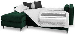 Colțar extensibil din catifea cu șezlong stânga Milo Casa Santo, verde