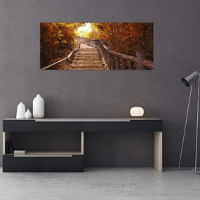 Tablou - Scări în natură în toamnă (120x50 cm)