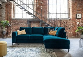 Colțar turcoaz extensibil cu tapițerie din catifea (cu colț pe partea dreaptă) Lofty Lilly – Miuform