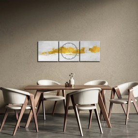 Tablou - Mișcări aurii și gri (cu ceas) (90x30 cm)