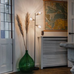 Lampa de podea de design neagră cu auriu cu 3 lumini - Noud