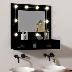 833520 vidaXL Dulap cu oglindă și LED, negru, 60x31,5x62 cm