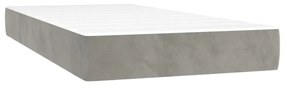 Pat box spring cu saltea, gri deschis, 100x200 cm, catifea Gri deschis, 100 x 200 cm, Benzi orizontale