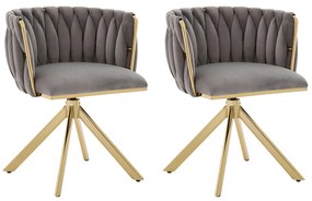 Set de 2 scaune pivotante din catifea, Gri | Aosom Romania