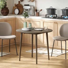 HOMCOM Masa de dining plianta 2 abatante, masa rotunda extensibila pentru 4 persoane, picioare din lemn Ø 89 x 73,5 cm, gri | Aosom Romania