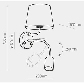 Lampă de perete MAJA 1xE27/15W/230V + 1xGU10/10W/230V neagră