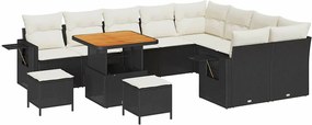 vidaXL Set de canapele pentru grădină 12 pcs Negru poliratan
