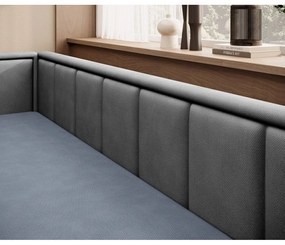 Canapea albastră/gri extensibilă/cu spațiu de depozitare cu tapițerie din chenille 214 cm Fulgeo – ELTAP