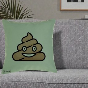 Perna Decorativa Emoji Poop Funny, 40x40 cm, Verde, Husa Detasabila, Perna Inclusa, BEKZ®