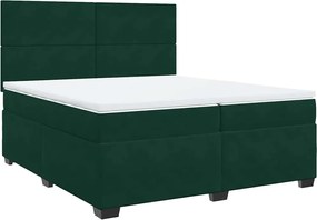 vidaXL Pat box spring cu saltea, verde închis, 200x200 cm, catifea