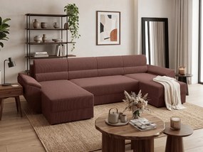 Coltar extensibil in forma de U TAVERO, roz inchis, 321x140 cm