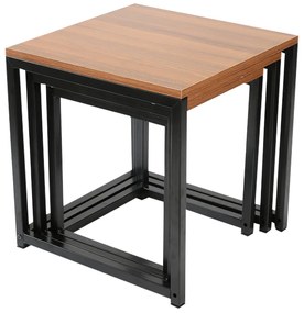 Set 3 masute de cafea, nuc/negru, KASTLER NEW TYP 3