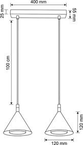 Brilagi - Lustră suspendată pe cablu CONE DOUBLE 2xGX53/15W/230V neagră