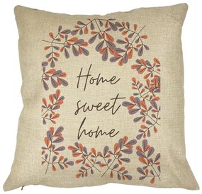 Perna Decorativa Patrata Home Sweet Home, 40x40 cm, Husa Detasabila, Burduf