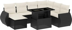 vidaXL Set mobilier de grădină cu perne, 8 piese, negru, poliratan