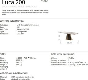 Masa dining design LUX Luca 200