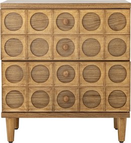 Comodă cu 2 sertare, maro, model geometric, picioare detașabile, finisaj lăcuit, 61 x 56 x 35 cm, „Vester”