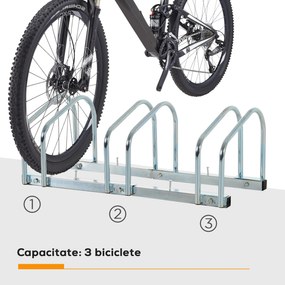 HOMCOM Suport Parcare Biciclete din Oțel, Organizare Eficientă, 70.5x33x27cm, Argintiu | Aosom Romania