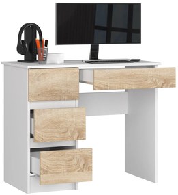 Masă PC Benicio II (Alb + stejar sonoma) (S). 1069631