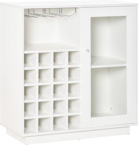 HOMCOM Dulap pentru Sticle cu Suport pentru Pahare și Sticle de Vin, 80x36x85 cm, Alb | Aosom Romania