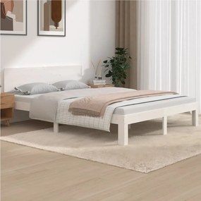 810476 vidaXL Cadru de pat, alb, 140x190 cm, lemn masiv de pin