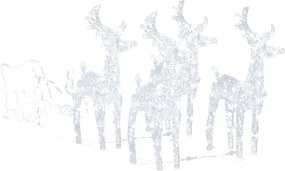 vidaXL Decorațiune de Crăciun cu reni și sanie, 280x28x55, acril